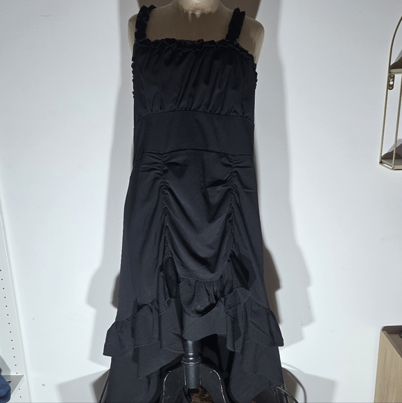Black Ruffled High-Low Dress - Picture 2 of 4